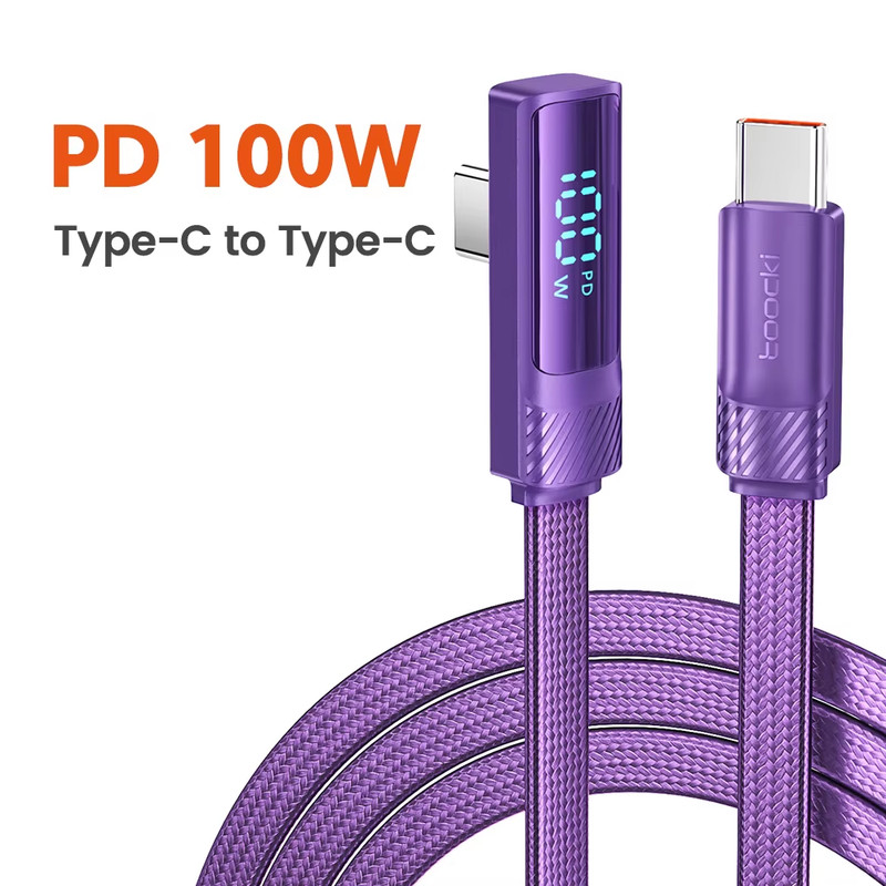 USB Type C Cable to USB C 90 Degree PD 100W Fast Cahrging for OPPO Macbook Xiaom gallery