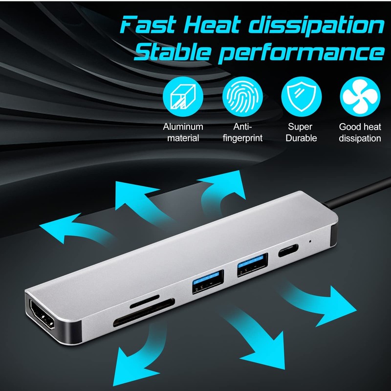 USB C Hub 6 in 1 Dongle USB-C to HDMI Multiport Adapter w/ 4K HDMI Output 3 USB gallery
