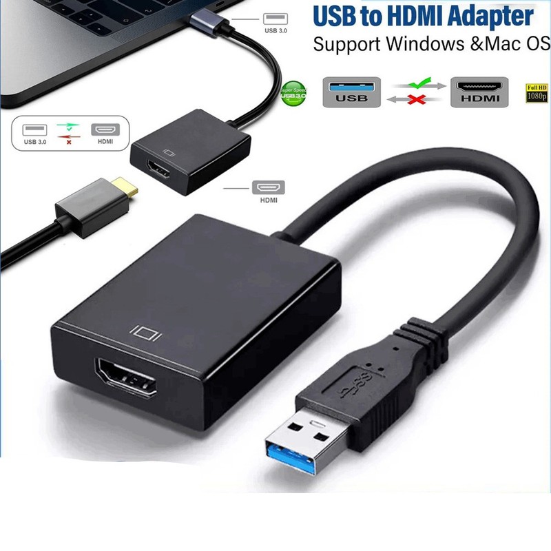 USB 3.0 2.0 To HDMI Audio Video Adaptor Converter Cable For PC Laptop HDTV 1080P