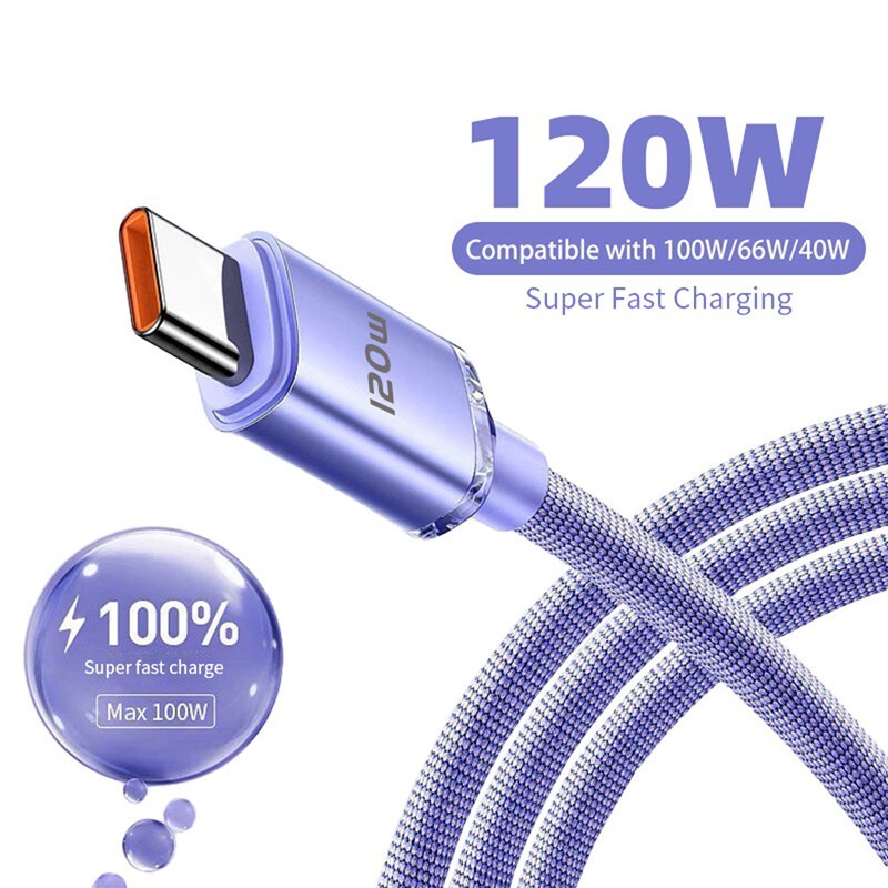 120W PD Type C Cable Super Fast Charger USB C Cables Samsung Xiaomi Huawei