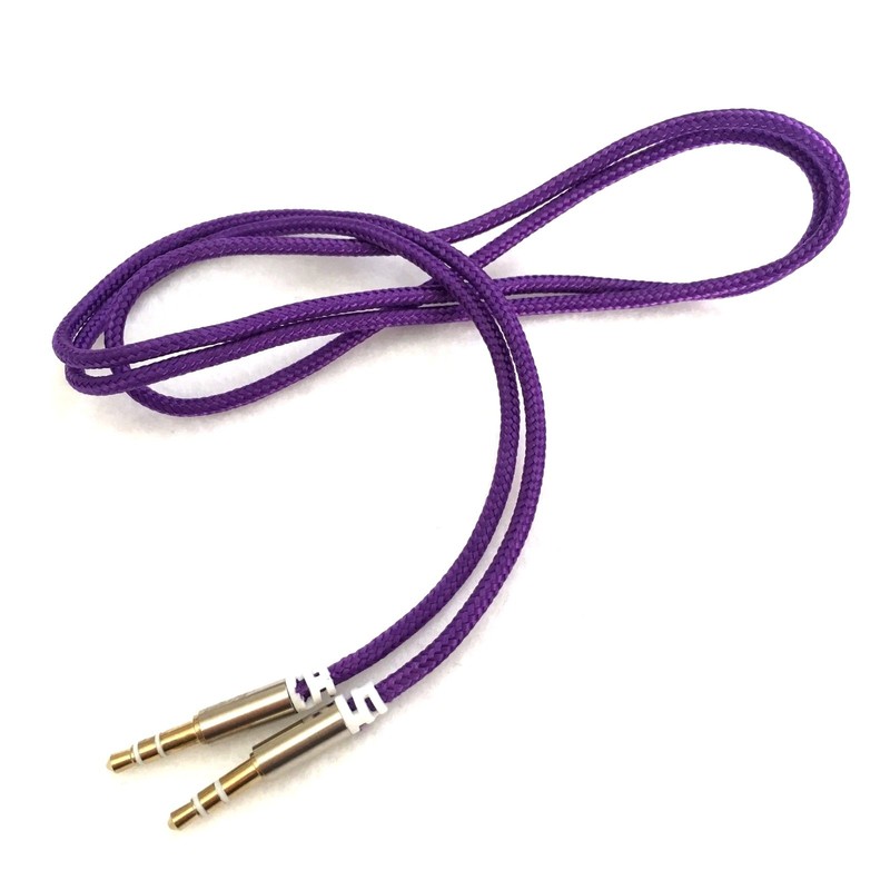 2 x PIECES - iPod to Car Stereo AUX / Auxillary Wire Cord 3Ft 3.5mm PURPLE Cable gallery