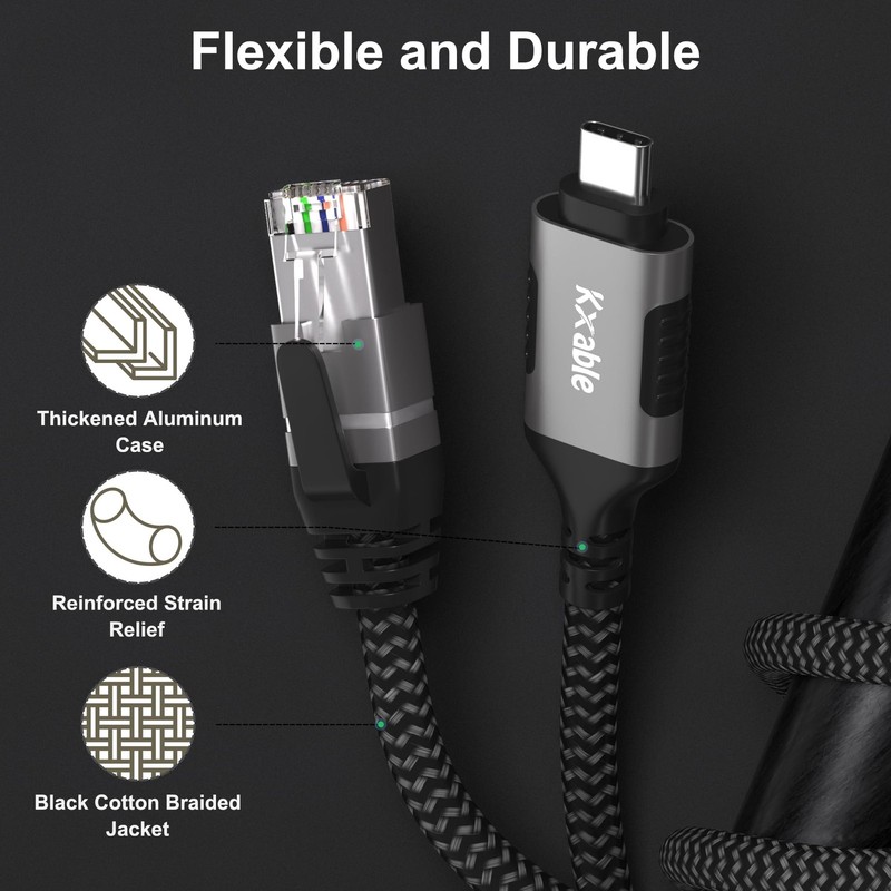 USB to Ethernet Cable 8FT, to RJ45 Cord, Gigabit Directly Connected, Thunderb... gallery
