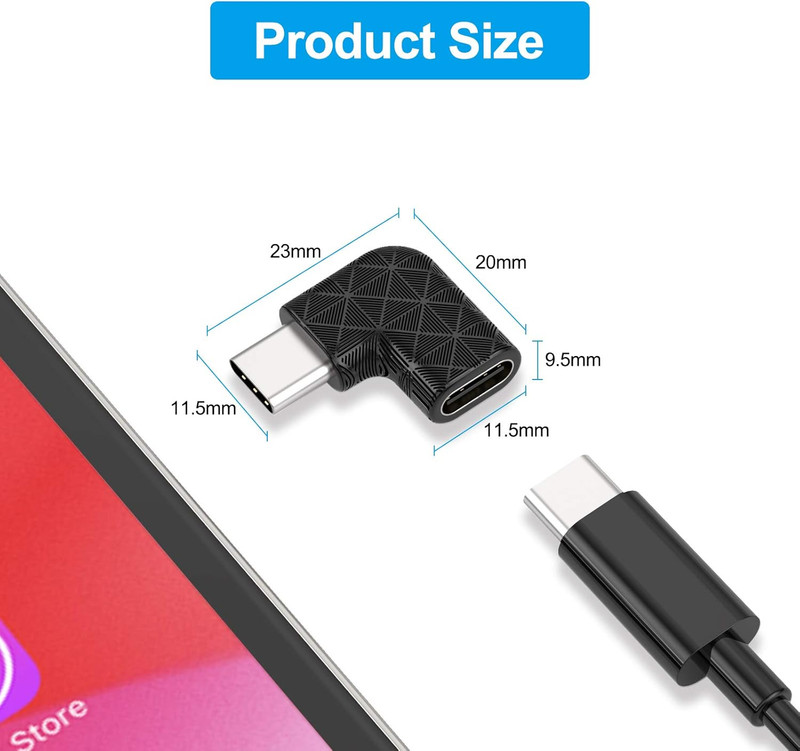 USB C Right Angle Adapter,90 Degree USB C to USB Type-C Male to Female Adapter ( gallery