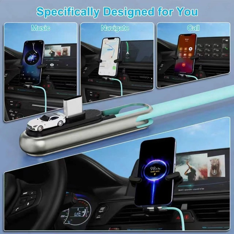 2-in-1 USB C/A to USB C Cable Fast Charging 4FT Type-C 240W Invisible Holder ... gallery