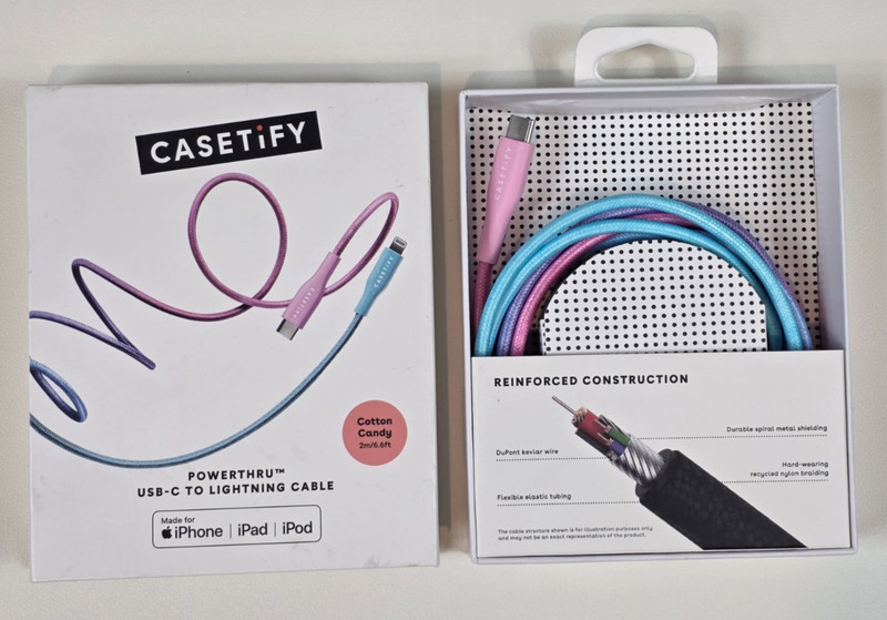 CASETiFY PowerThru USB-C to Lightn*ng Cable – Cotton Candy
