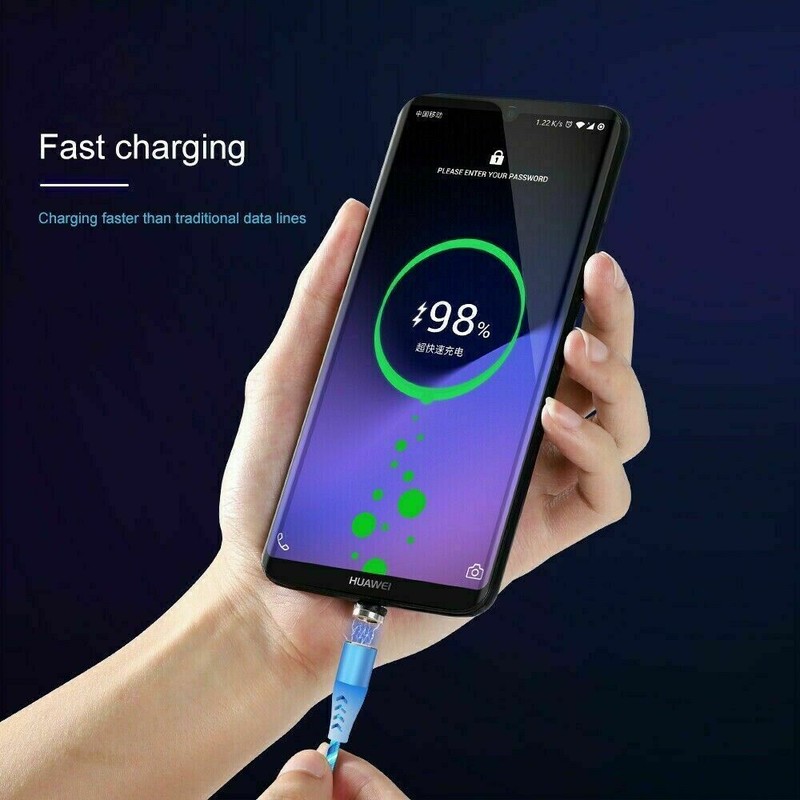 SALE! 5 PIECES of 3in1 LED Magnetic Phone Charger Type C IOS Micro USB - BLUE gallery