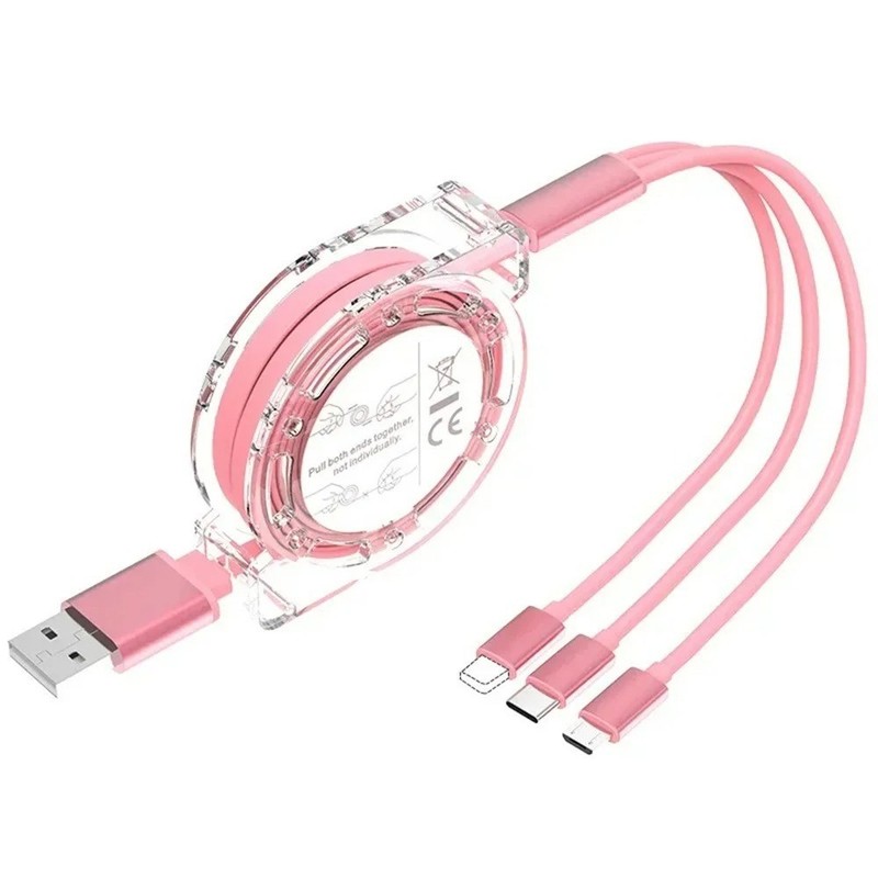 3-in-1 Retractable Data USB Cable Fast Charging For iPhone Type-C Micro USB gallery