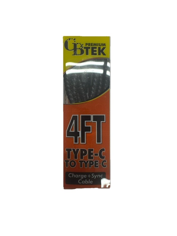 CBTEK 4ft Type-C to Type-C Charging + Sync Cable, Black
