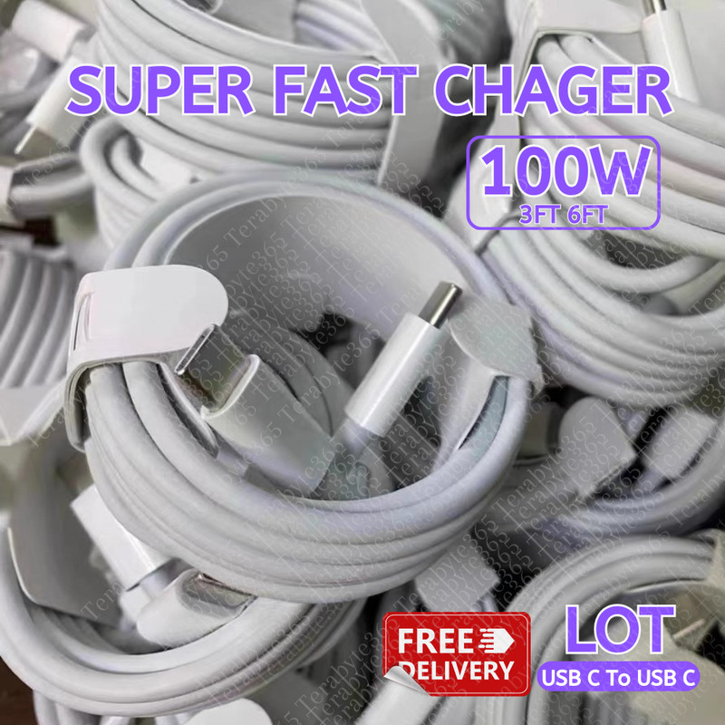 100W USB C To Type C Super Charging Cable PD Cord For iPhone 15 Pro Samsung Lot
