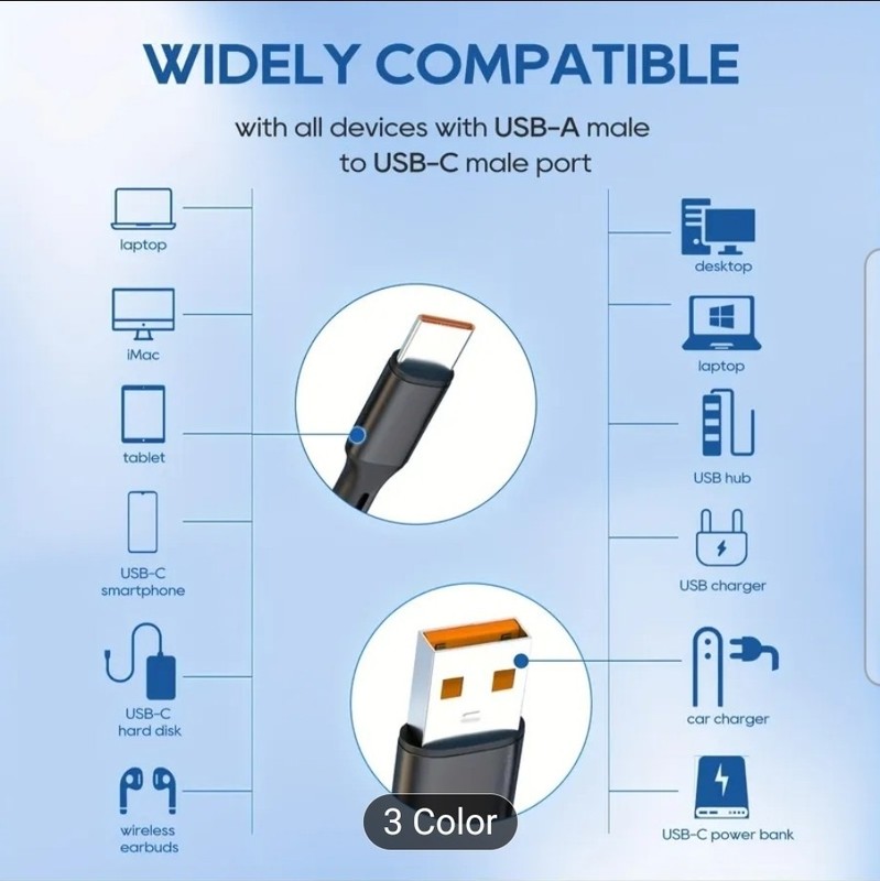 USB 2.0 Type-A Male 2 In 1 Double Type C Cable DC 5V 2.5A For Type-c 2 in 1 Char gallery