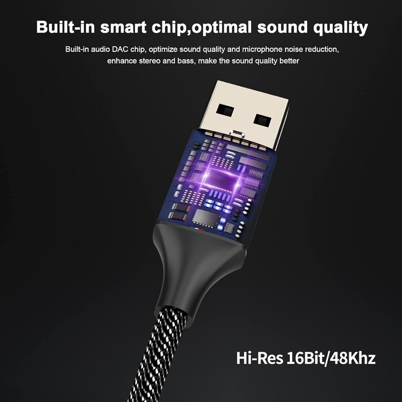 Durable USB to 3.5mm Jack Adapter - Plug and Play with Nylon Braided Cable gallery