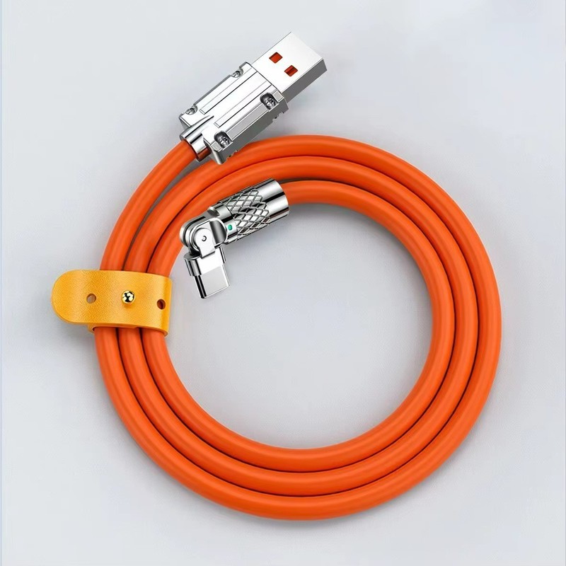120W USB to USB-C Fast Charging Cable with 180°+360° LED Swivel Heads for Smart gallery