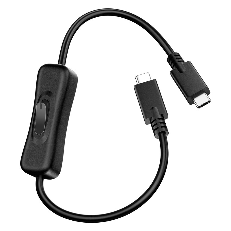 1ft Short USB C Cable with On Off Switch 10Gbps 20V/3A Data Video PD Charge