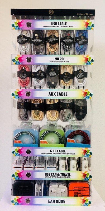 200 Pcs USB Cable Phone Accessories with Crystal Display Rack Wholesale Lot
