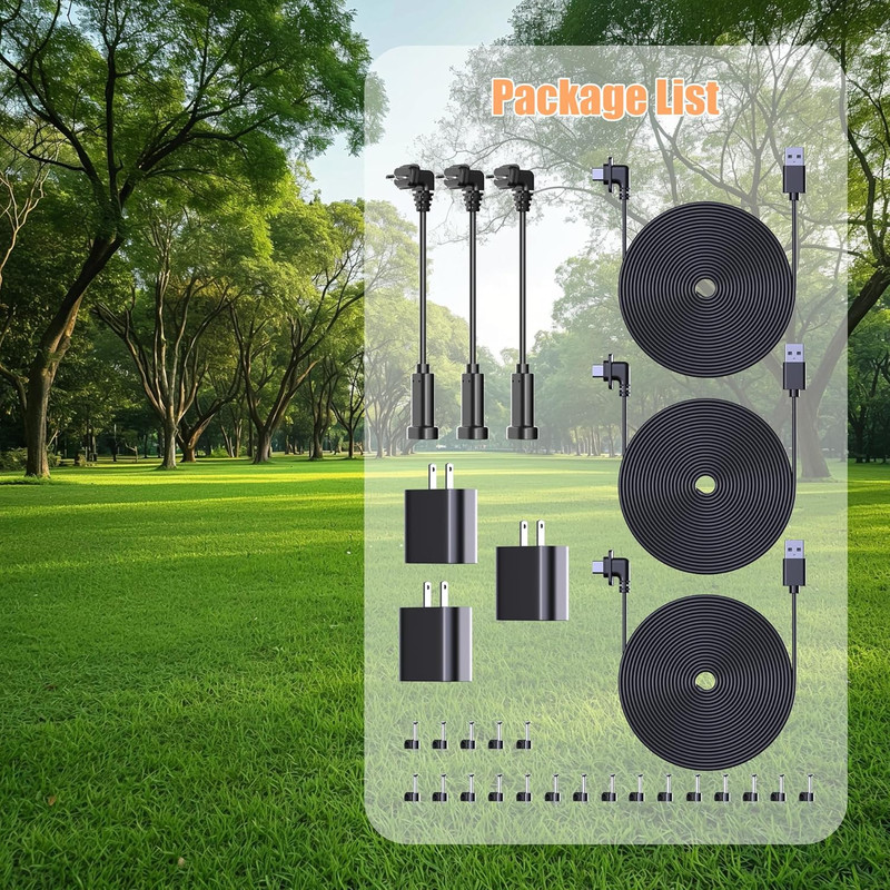 3-Pack 26.2ft Weatherproof Power Cables with Micro USB Adapters for Blink Outdoo gallery