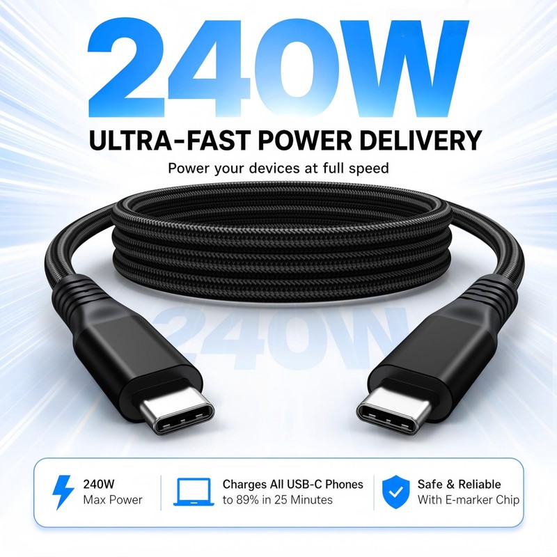 USB C Cable 15FT Fast Charging 240W, USB C to USB C Cable 20Gbps High Speed D... gallery