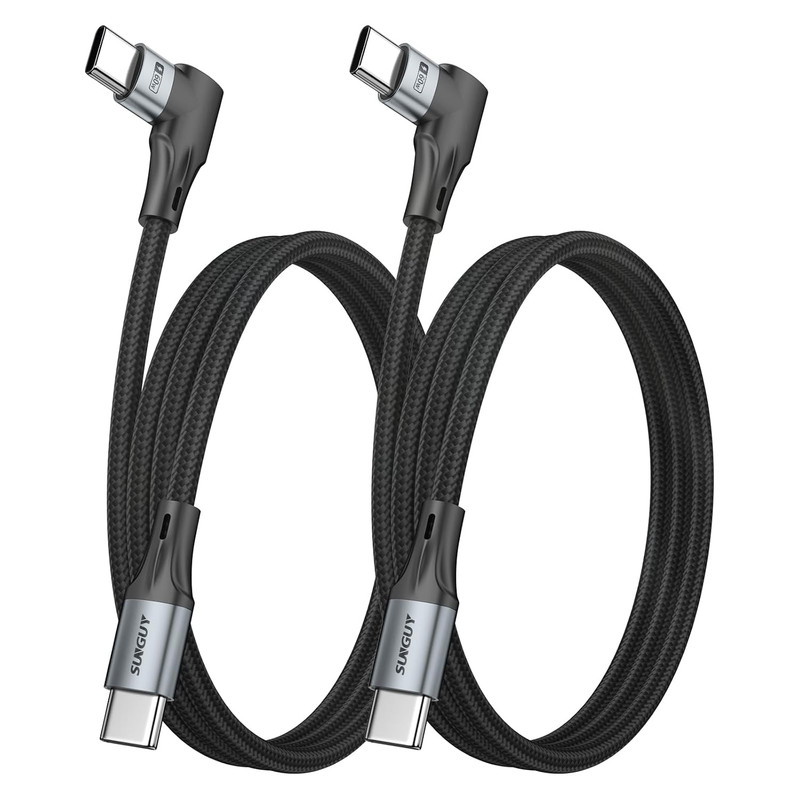 Right Angle USB C to USB C Cable [3FT 2-Pack], for Thick Case 60W Fast Charging gallery