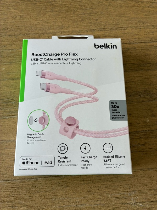 Belkin USB-C to Lightning Cable 2M 6 Ft Fast Charge Apple MFi Certified Pink NEW