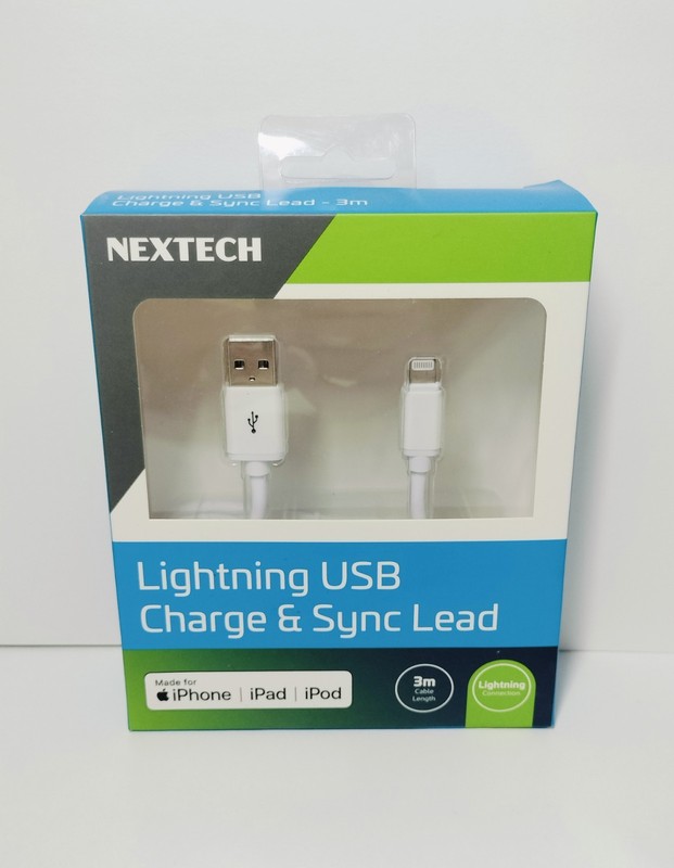 Nextech 3m USB Charge & Sync Cable - MFi Apple Certified - White - Extra Long