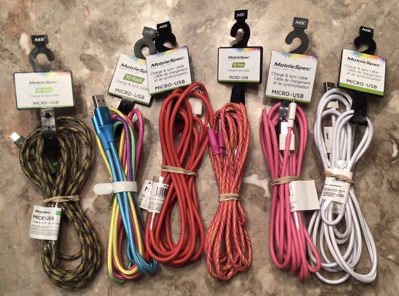 10 PACK MOBILESPEC 10’ MICRO USB CHARGE AND SYNC CABLE MIXED COLORS