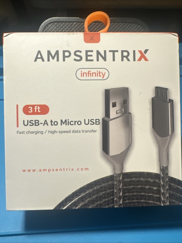 Ampsentrix 3ft USB A To Micro USB Infinity