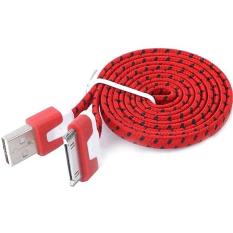 10FT 3M FLAT BRAIDED Fabric Data Sync Charger Cable FOR iPhone 3g 4s 4 iPod 1 2 gallery