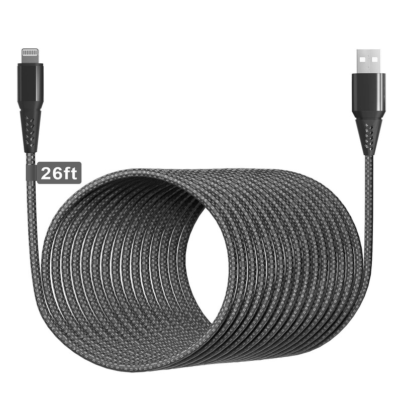 Long iPhone Charger Cord 26FT/8M [Apple MFi Certified] Extra Long iPhone Cabl…