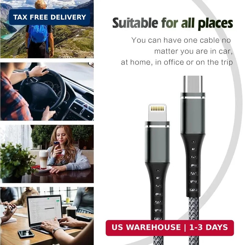 USB C to Lightning Cable 2 Pack 3FT [Apple MFi Certified] iPhone Cable, iPhone C gallery