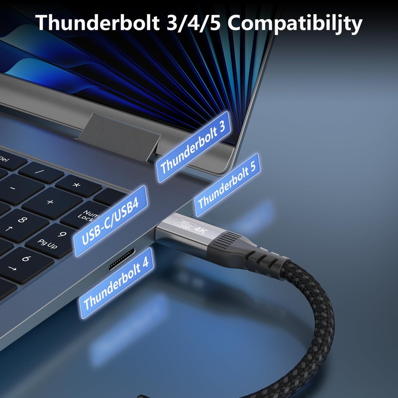 2FT Short USBC Thunderbolt 4/3 Cable 20Gbps 100W Fast Charging 4K Video Cord gallery