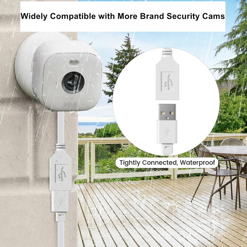 2 Pack 30ft Power Extension Cable Flat USB For Wyze Cam v4 Pan v3 OG White gallery