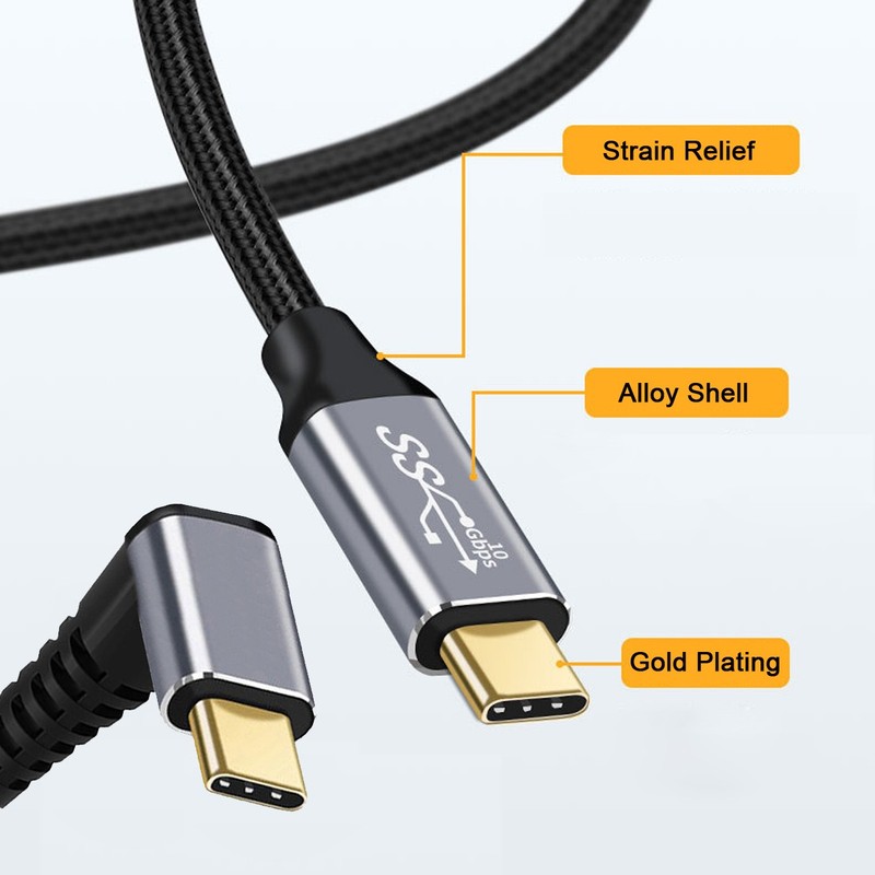 Chenyang 10Gbps 100W Data Cable 90 Degree Up Down Angled to Straight gallery
