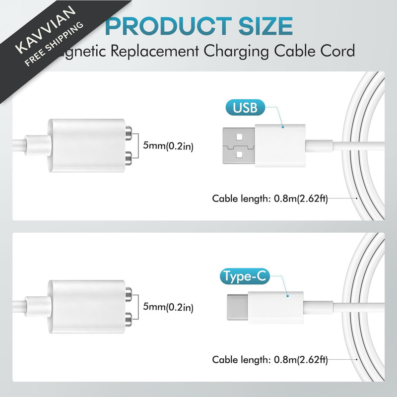 OVECIOPO 2PCS 5MM Magnetic Charging Cables, Rose Charger 5mm, white gallery