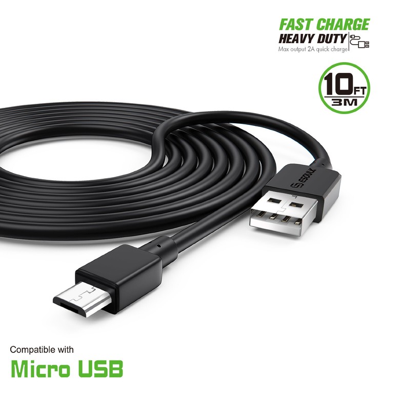 FOR Cloud Mobile Stratus C5 Elite 2X 10 ft/3 m Mirco USB Charging Cable
