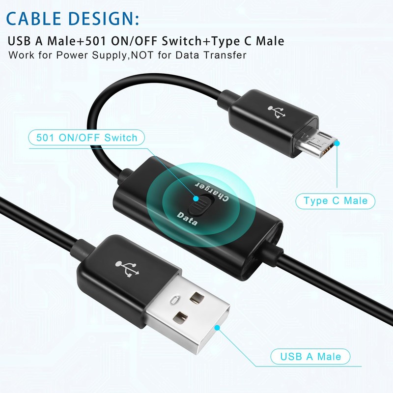 2 Pack 1M USB to Micro USB with Switch Charging Cable Data Transfer Power gallery