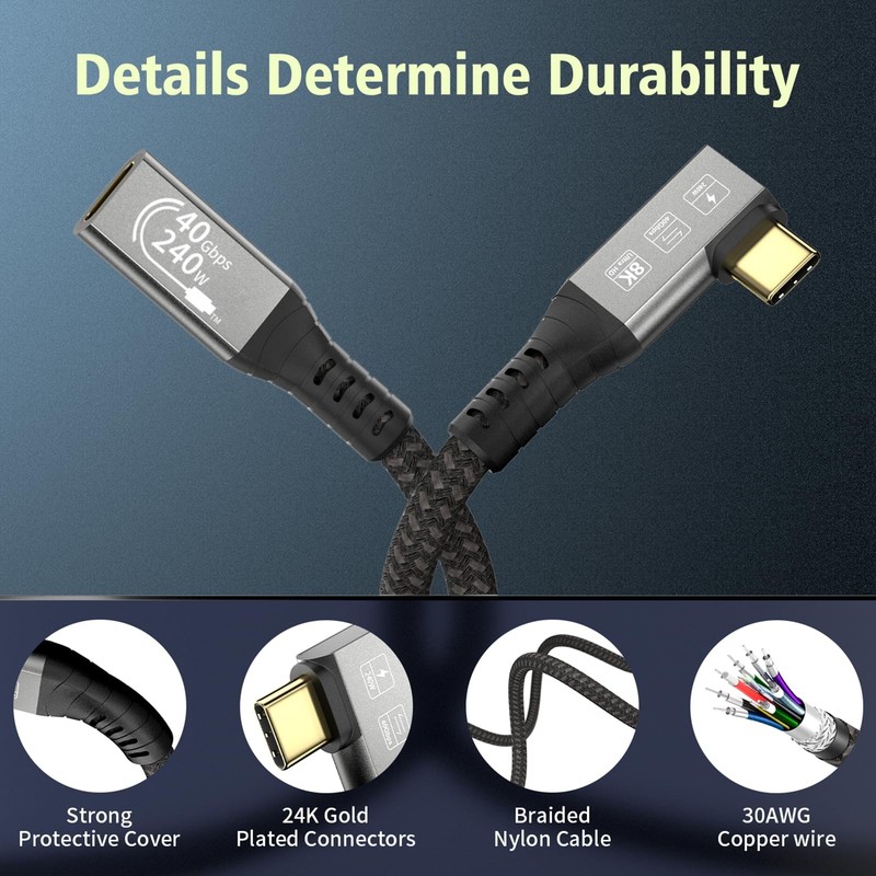 USB4 8K Cable 0.5M Thunderbolt 4 TypeC Male to Female Extension 40Gbps gallery