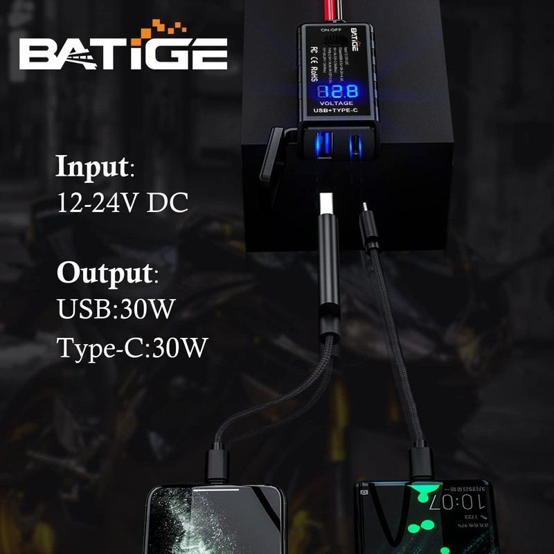 Motorcycle USB Charger SAE to USB Adapter Type C and Quick Charge USB 3.0 gallery