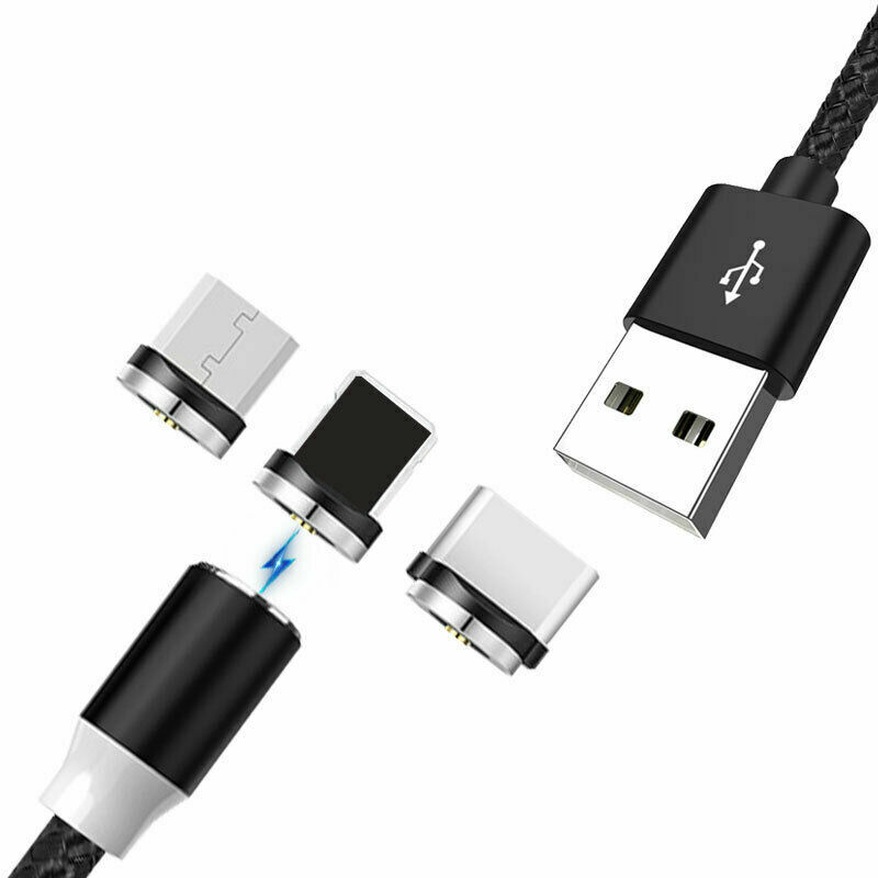 3 in 1 Fast Charging Cable For iPhone iPad Samsung Type-C USB-B 3 Magnetic Tips gallery