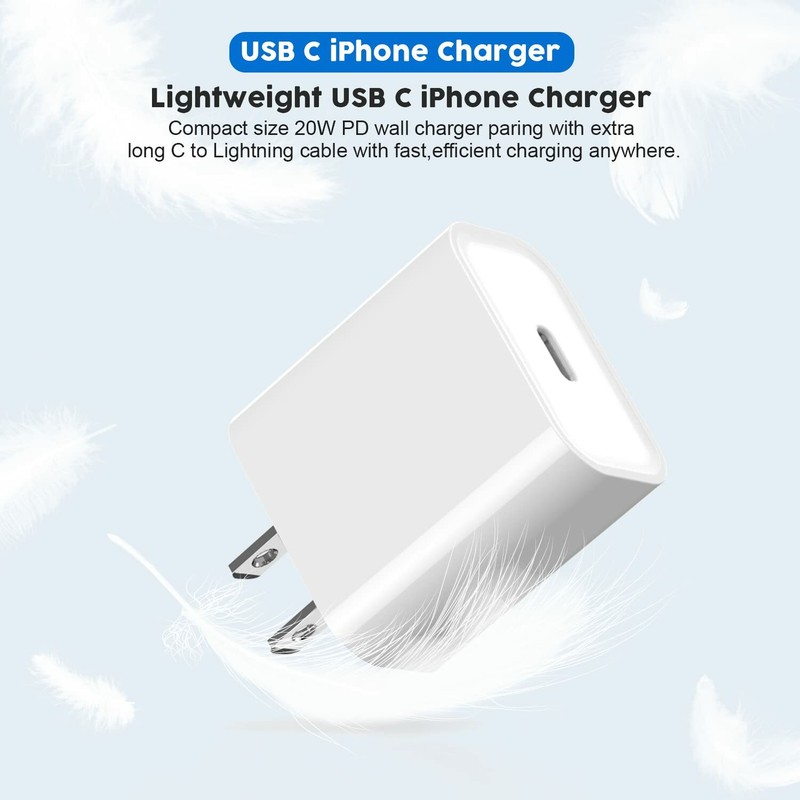 For iPhone 14 13 12 11 20W PD USB C Fast Charging US Block Type C Cable Charger gallery