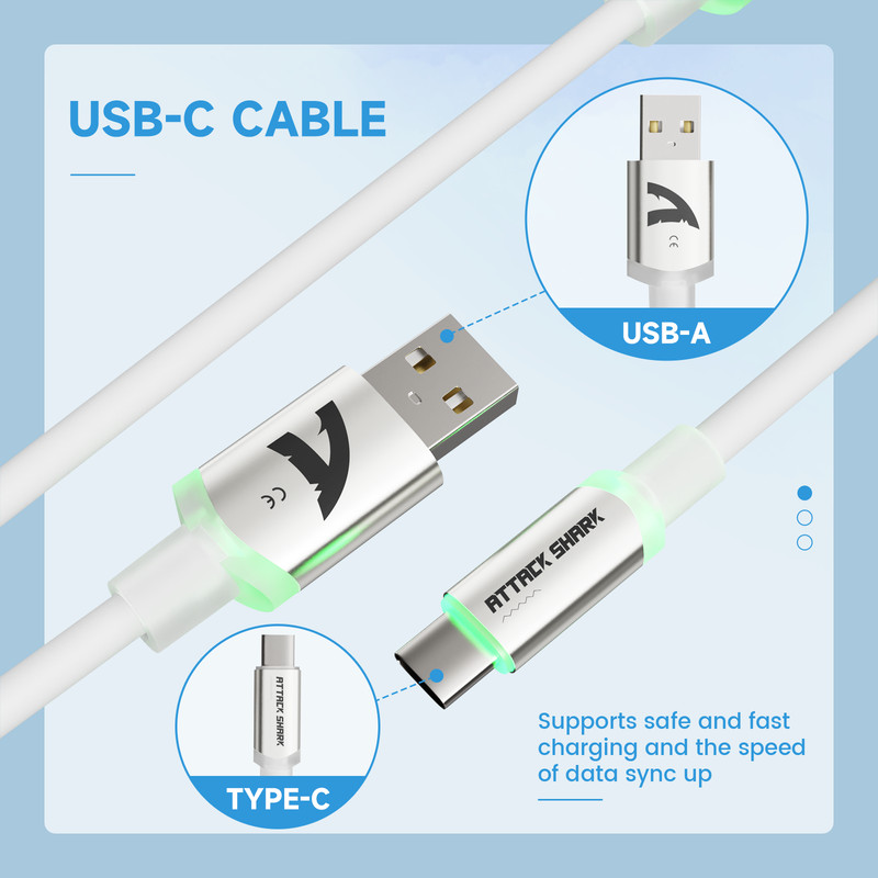 ATTACK SHARK C01 ULTRA Custom Coiled USB-C Cable for Keyboard/Mouse, RGB Light gallery