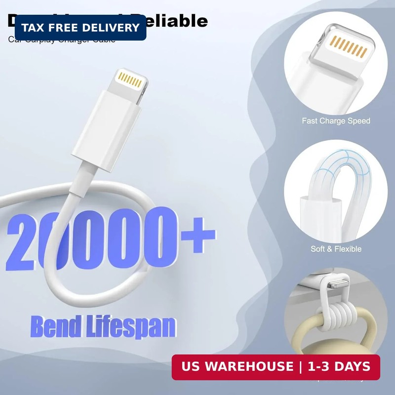 USB A to Lightning Cable [Apple MFi Certified], 3FT Fast Charging CarPlay Charge gallery