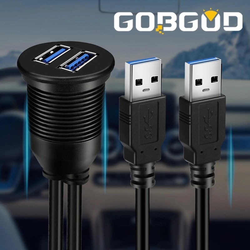Double Ports USB 3.0 Car Flush Mount Cable, USB Dash Mount Adapter gallery