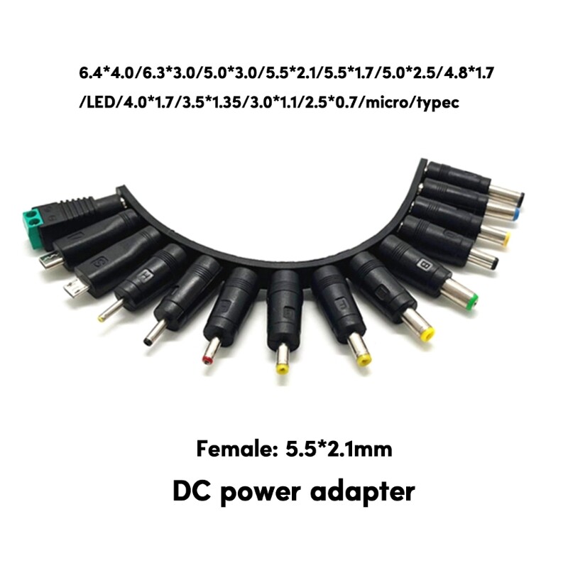 Universal Power Adapter Tips Connector 5.5x2.1mm Set for Laptop Charger 14 in 1 gallery