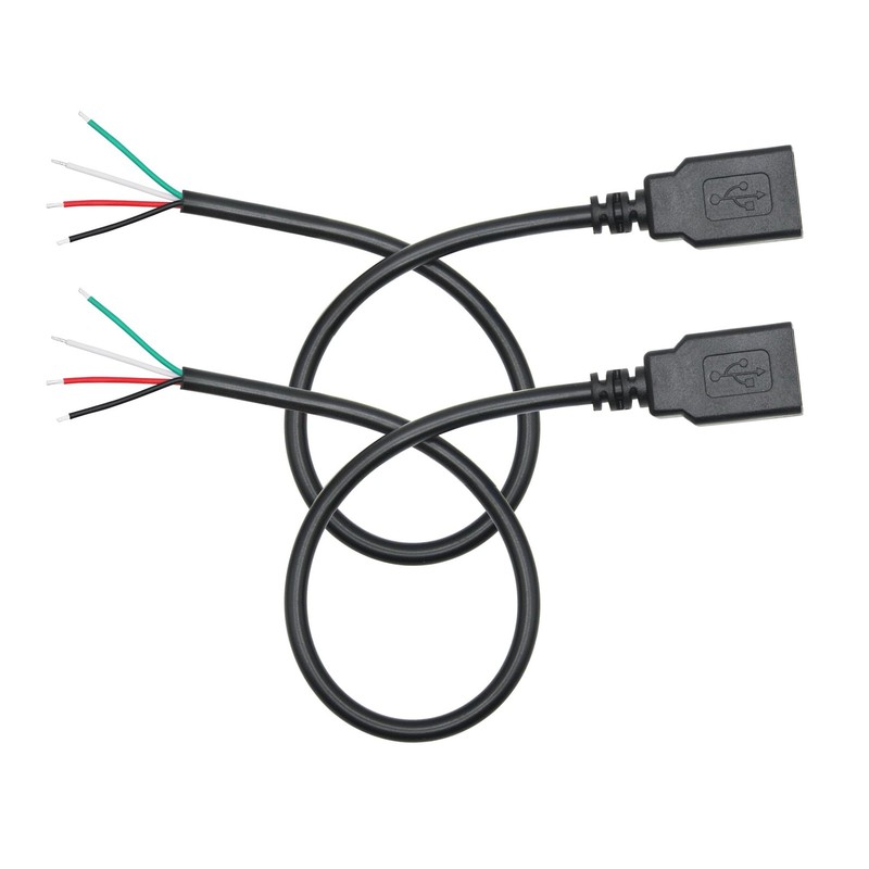 Short USB A Female to 4 Pin Bare Wire 11inch, 22AWG 5V/3A USB A Female Plug 4…
