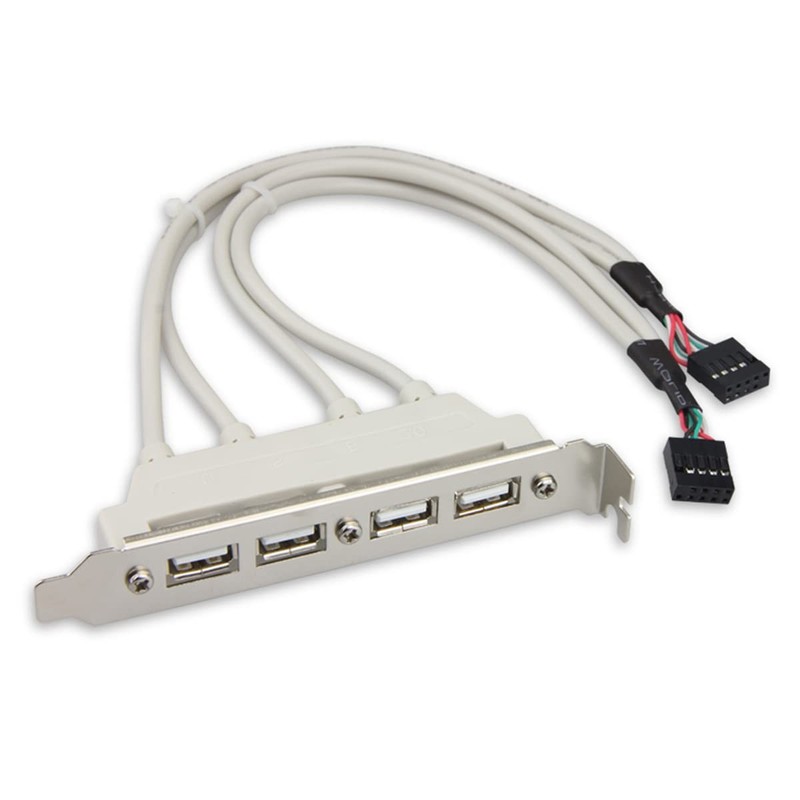 4 Ports USB 2.0 Female to Motherboard 9pin 10Pin Header Cable with Bracket PCI-