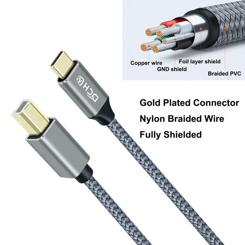Usb B To Usb C Printer Cable To Computer Laptop 2.0 Type B Cord Replacement For gallery