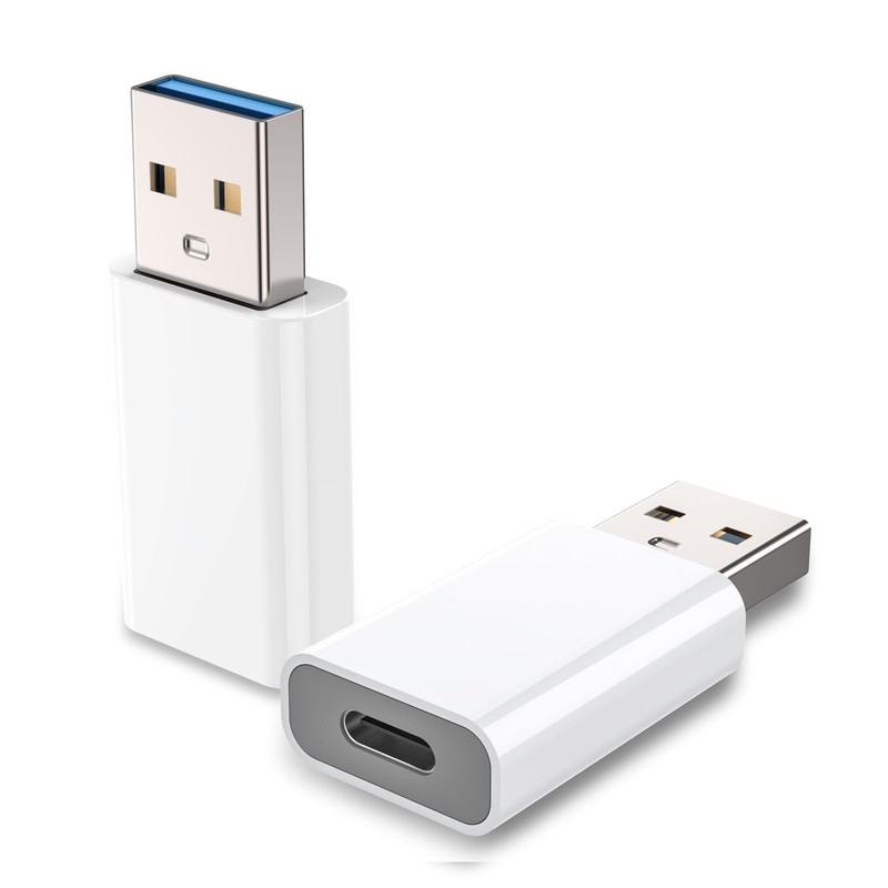 MOSWAG USB to C Adapter 2 Pack, C Adapter, 2 pack, White