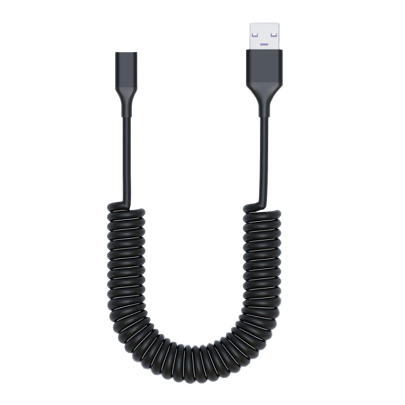 Coiled USB A Male To Type C Female Adapter Cable For Data Transfer And Charging gallery