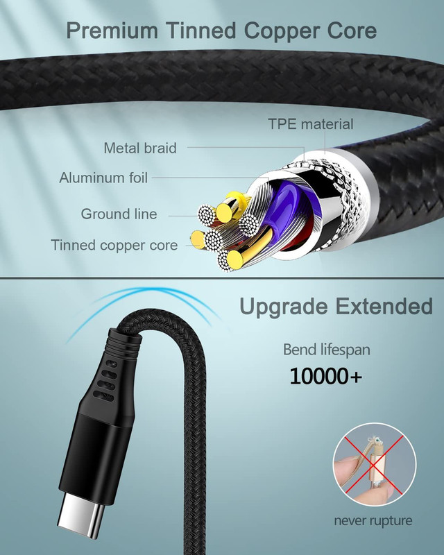 iPhone 17e 17 USB Type C Cable for Apple 6 Feet, Black, White-6Ft gallery