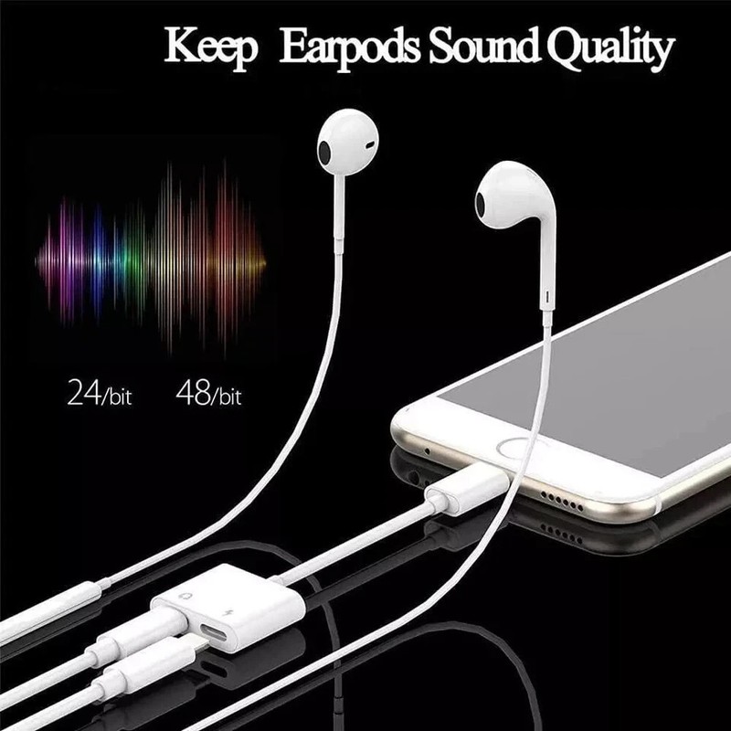 [Apple MFi Certified] 2PACK IPhone Lightning To 2 Lightning Adapter, Dual AUX + gallery