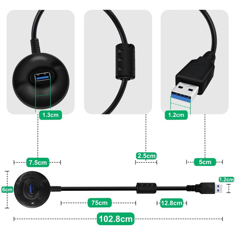 USB 3.0 Extension Cable with Pedestal 5Gbps USB 3.0 Male to Female Cable for ... gallery